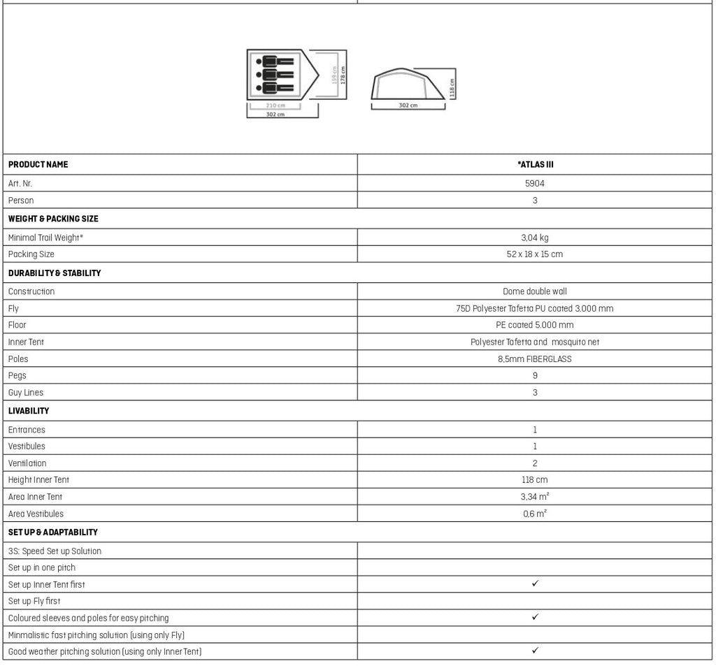 SALEWA ATLAS III TENT - TELTTA