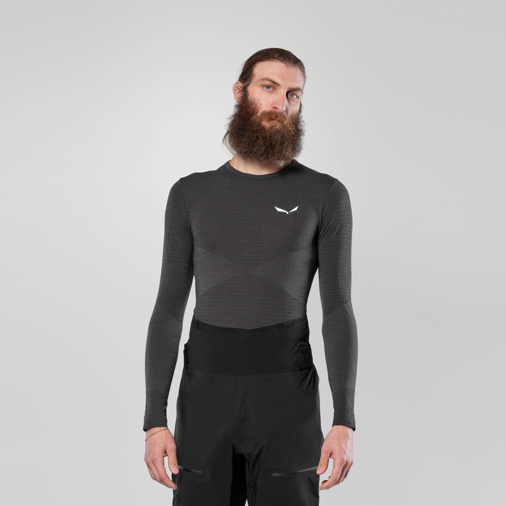 SALEWA ZEBRU MED WARM AMR M 1/2Z TEE - TEKNINEN MERINOALUSPAITA