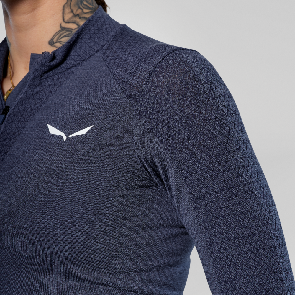 SALEWA ZEBRU MED WARM AMR W 1/2Z TEE. - TEKNINEN MERINOALUSPAITA